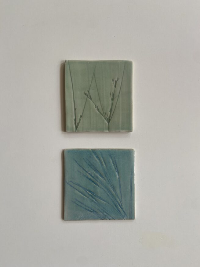 blauw en groen tegeltje