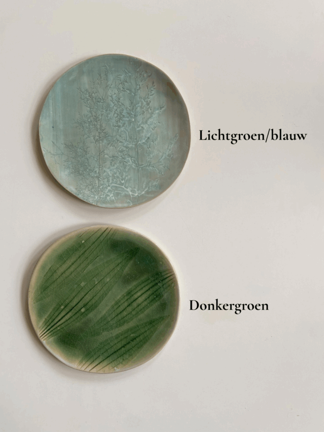 Lichtgroen/blauw vs donkergroen bordje